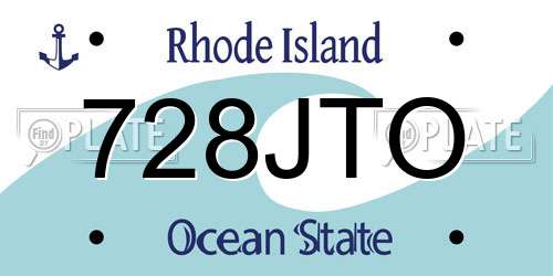 728JTO Rhode Island License Plate