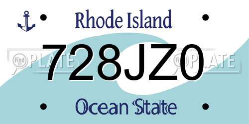728JZ0 Rhode Island License Plate