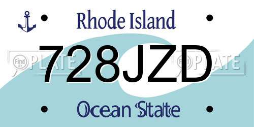 728JZD Rhode Island License Plate