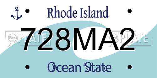 728MA2 Rhode Island License Plate