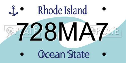 728MA7 Rhode Island License Plate