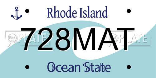 728MAT Rhode Island License Plate