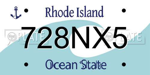 728NX5 Rhode Island License Plate