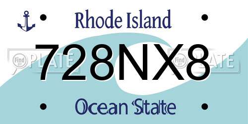 728NX8 Rhode Island License Plate