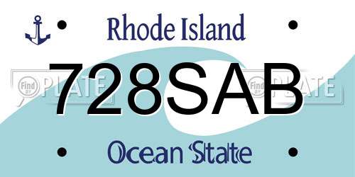 728SAB Rhode Island License Plate
