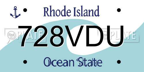 728VDU Rhode Island License Plate