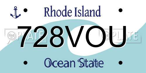 728VOU Rhode Island License Plate