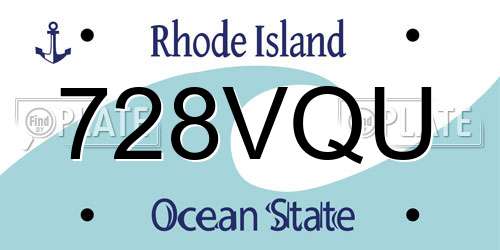 728VQU Rhode Island License Plate