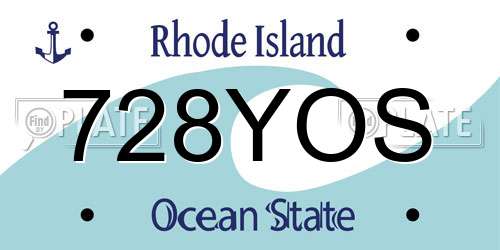 728YOS Rhode Island License Plate