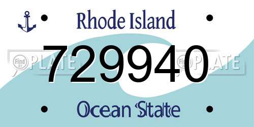 729940 Rhode Island License Plate