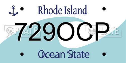 729OCP Rhode Island License Plate