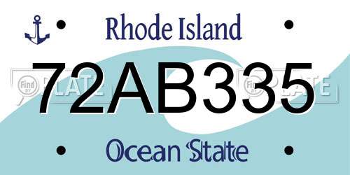 72AB335 Rhode Island License Plate
