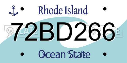 72BD266 Rhode Island License Plate