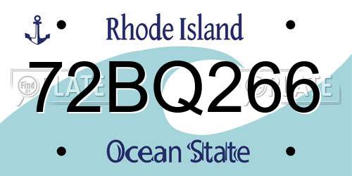 72BQ266 Rhode Island License Plate