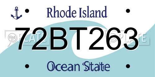 72BT263 Rhode Island License Plate
