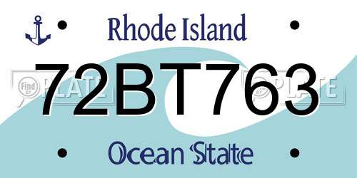 72BT763 Rhode Island License Plate