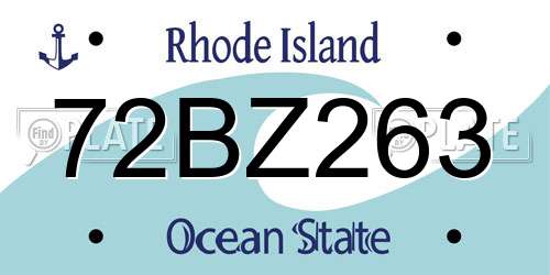 72BZ263 Rhode Island License Plate
