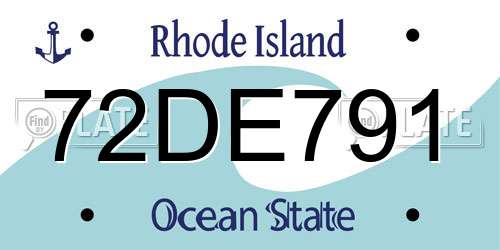 72DE791 Rhode Island License Plate