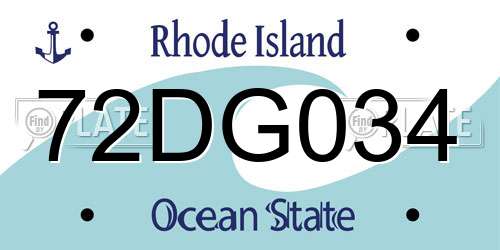 72DG034 Rhode Island License Plate
