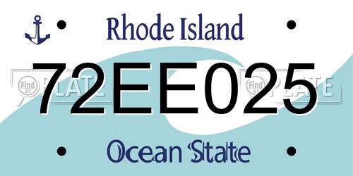 72EE025 Rhode Island License Plate