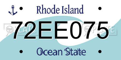 72EE075 Rhode Island License Plate