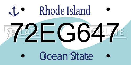 72EG647 Rhode Island License Plate