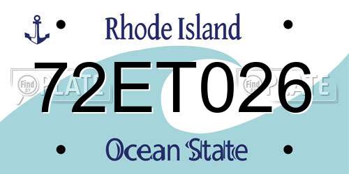 72ET026 Rhode Island License Plate