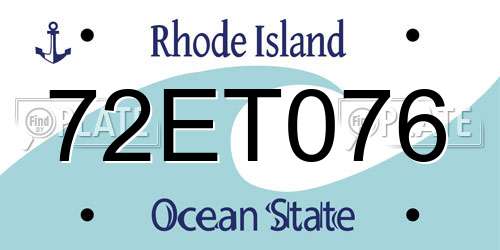 72ET076 Rhode Island License Plate