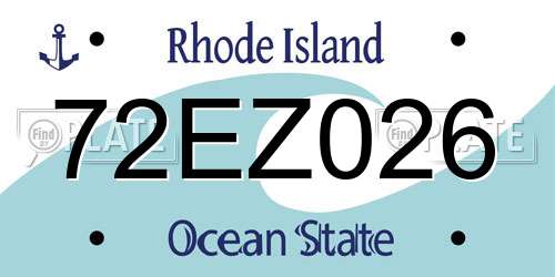 72EZ026 Rhode Island License Plate