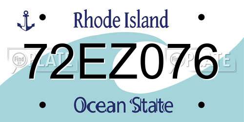 72EZ076 Rhode Island License Plate