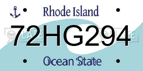 72HG294 Rhode Island License Plate
