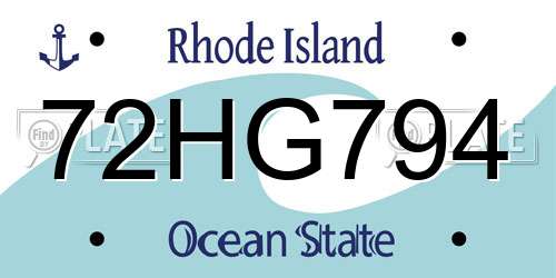 72HG794 Rhode Island License Plate