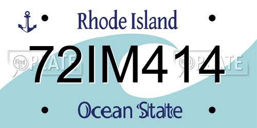 72IM414 Rhode Island License Plate