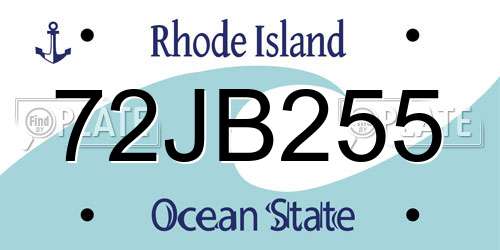 72JB255 Rhode Island License Plate