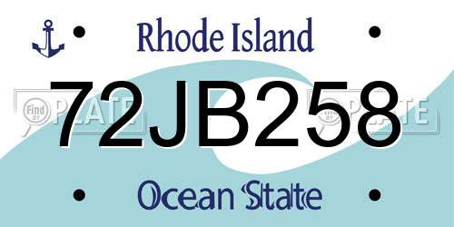 72JB258 Rhode Island License Plate