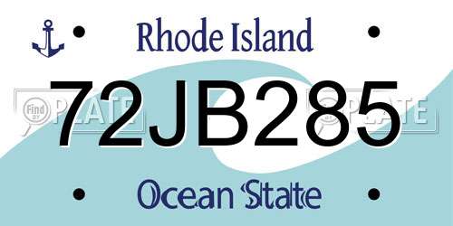 72JB285 Rhode Island License Plate