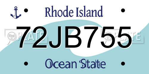 72JB755 Rhode Island License Plate