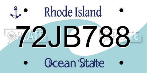 72JB788 Rhode Island License Plate