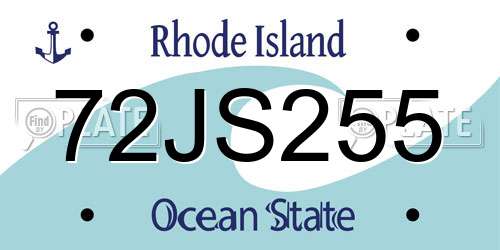 72JS255 Rhode Island License Plate