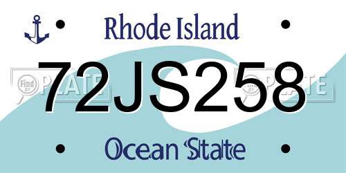 72JS258 Rhode Island License Plate