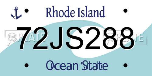 72JS288 Rhode Island License Plate