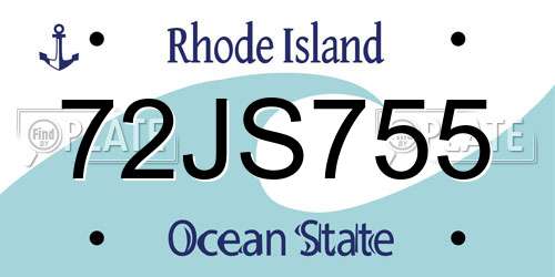 72JS755 Rhode Island License Plate