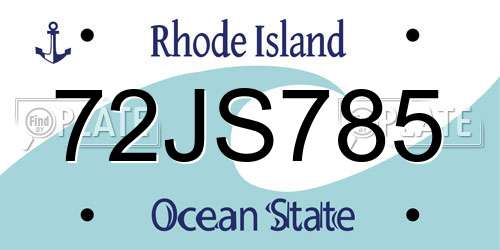 72JS785 Rhode Island License Plate