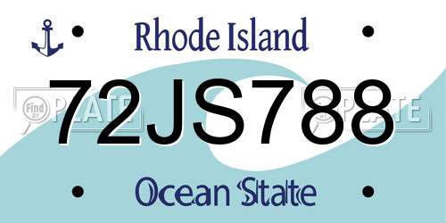 72JS788 Rhode Island License Plate