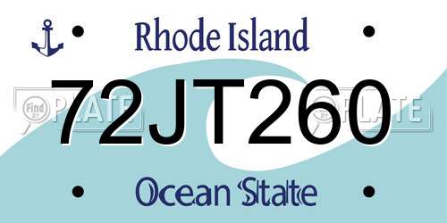 72JT260 Rhode Island License Plate