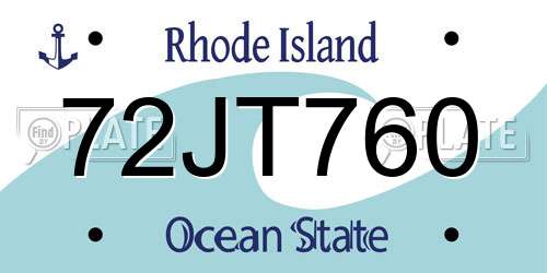 72JT760 Rhode Island License Plate
