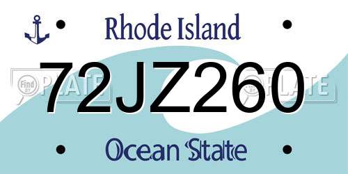 72JZ260 Rhode Island License Plate