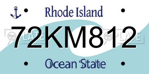 72KM812 Rhode Island License Plate