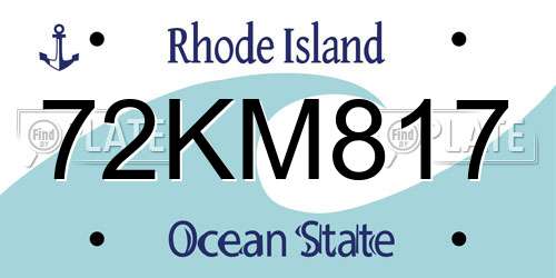 72KM817 Rhode Island License Plate
