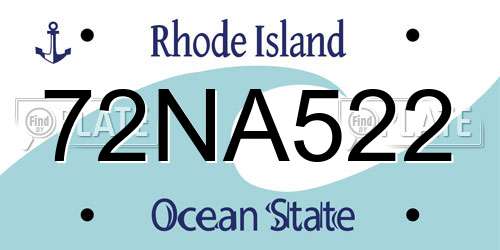 72NA522 Rhode Island License Plate